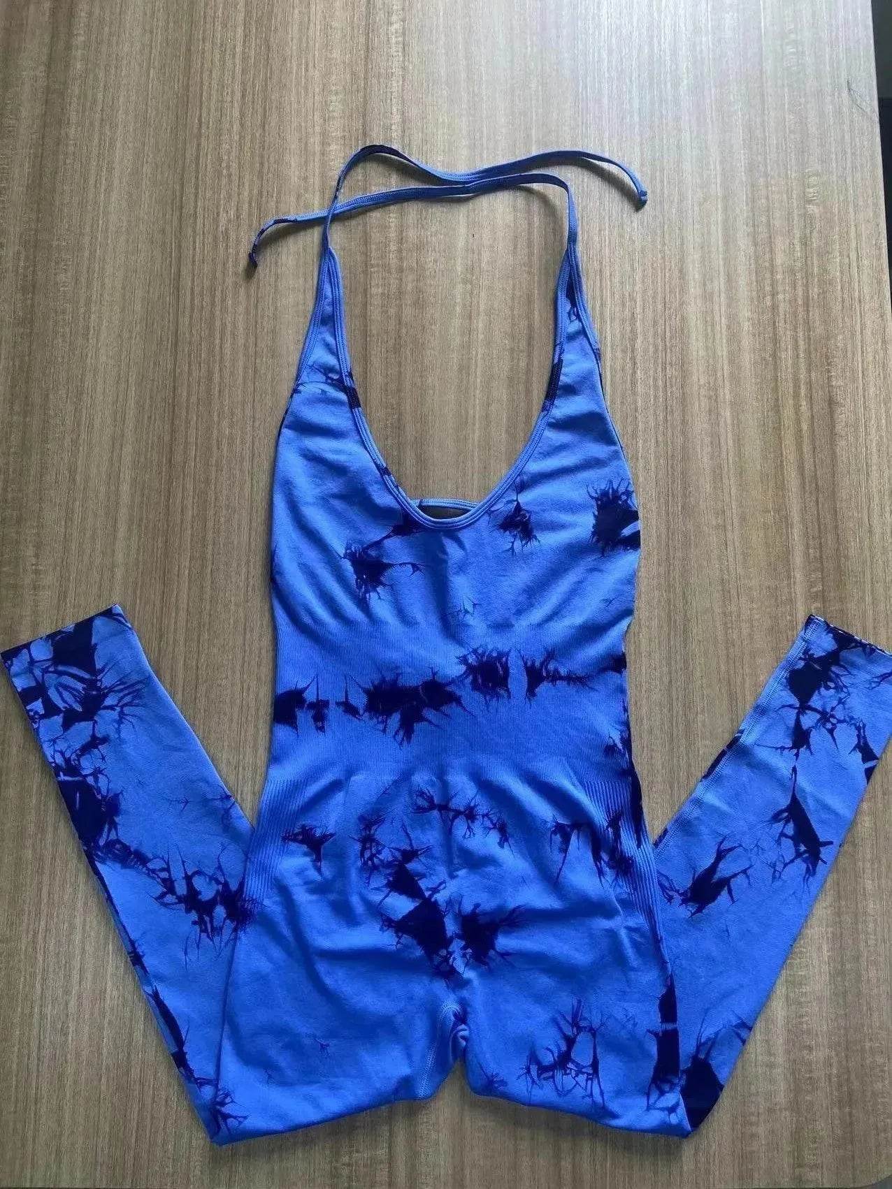 Tie-dyed Yoga Clothes Women's Peach Hip Raise Jumpsuit - www.Shopthatapp.com