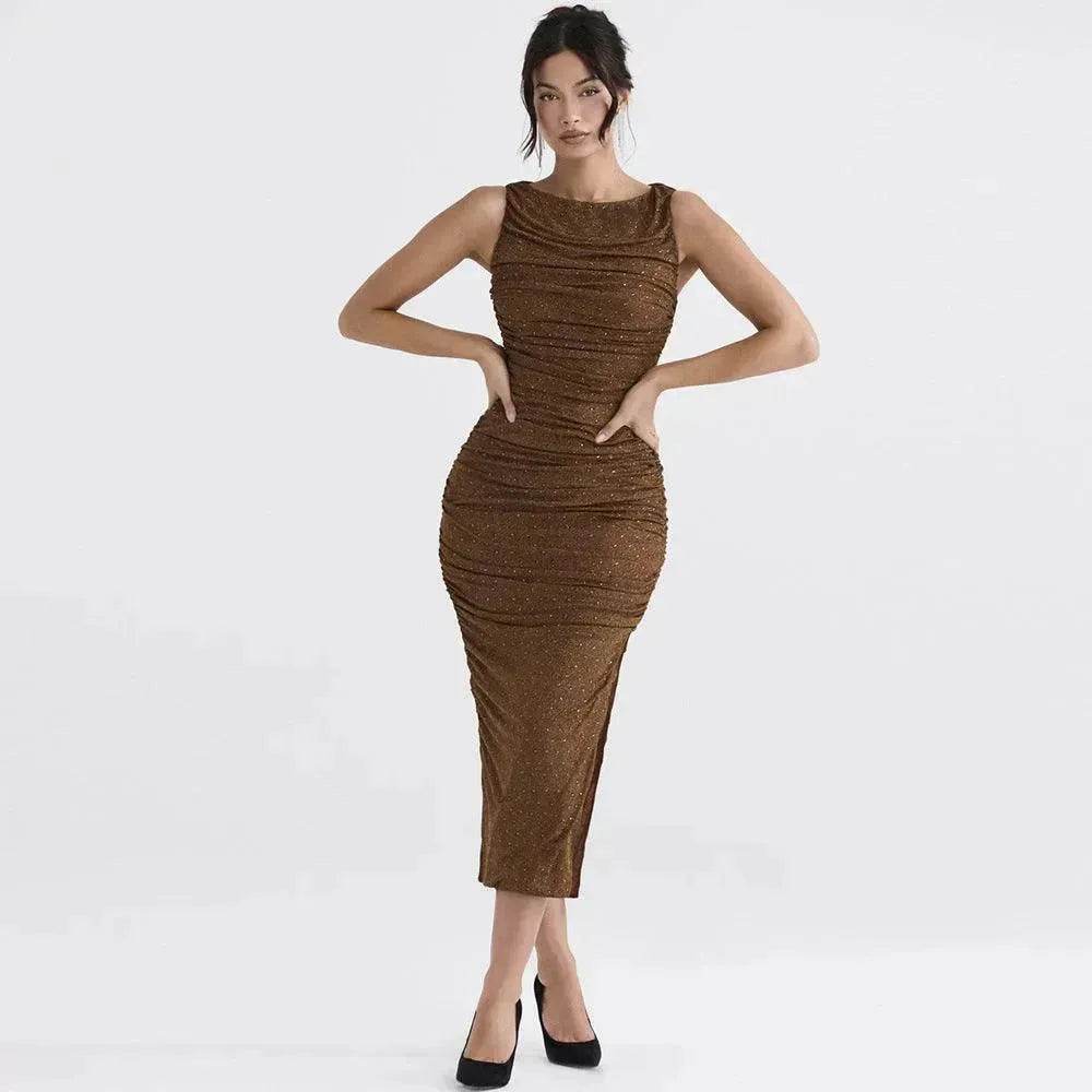 Tight Side Slit Pleated Party Party Dress Women - www.Shopthatapp.com