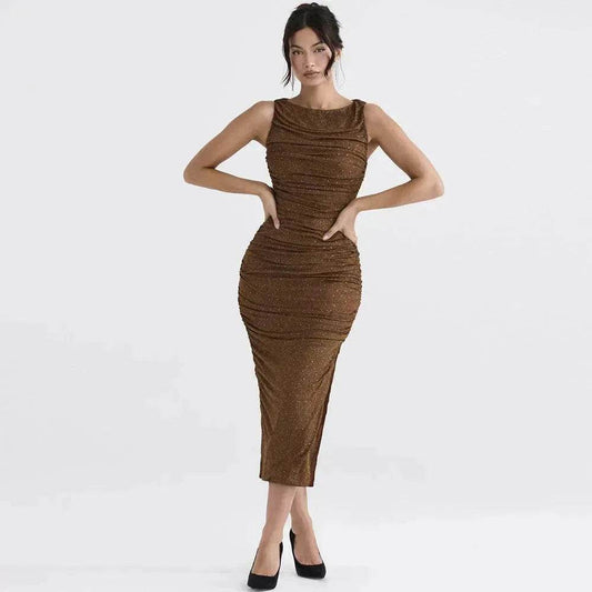 Tight Side Slit Pleated Party Party Dress Women - www.Shopthatapp.com