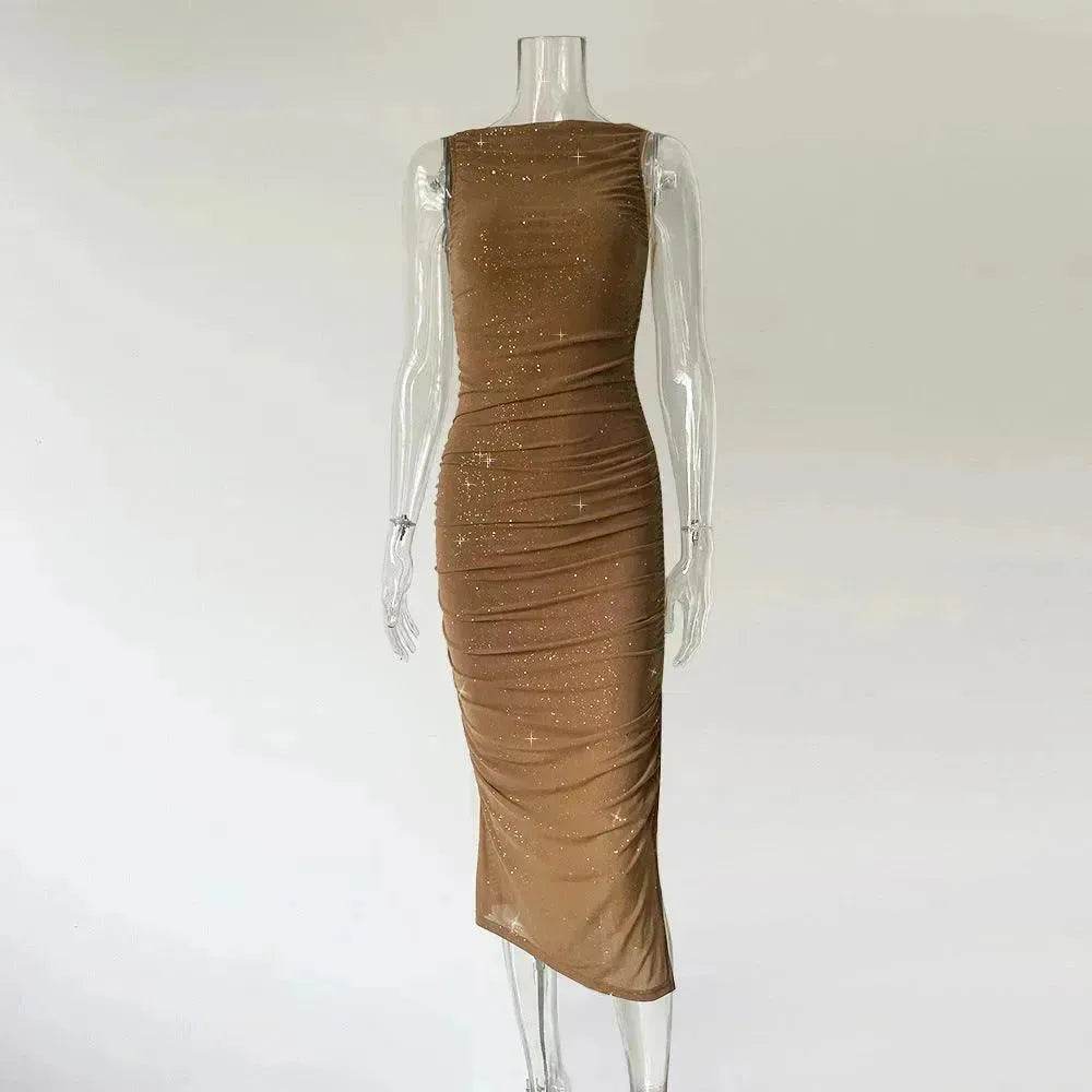 Tight Side Slit Pleated Party Party Dress Women - www.Shopthatapp.com