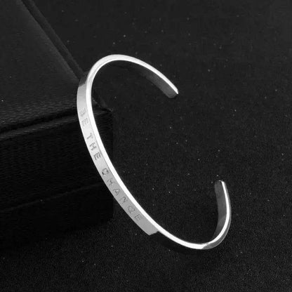 Titanium Steel Open-end Engraved  Fashion Bracelet for Women - www.Shopthatapp.com