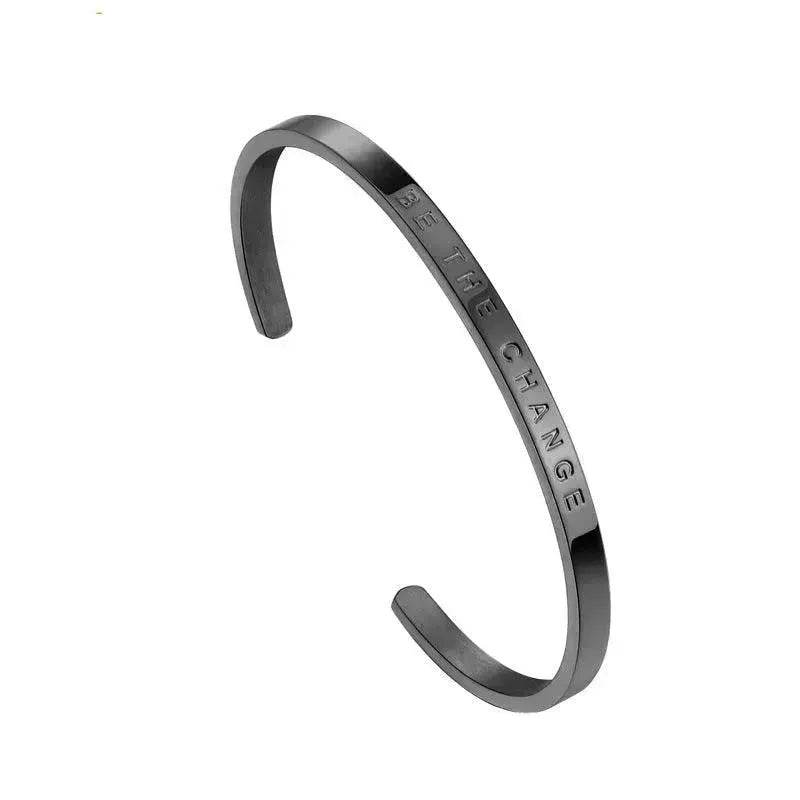 Titanium Steel Open-end Engraved  Fashion Bracelet for Women - www.Shopthatapp.com