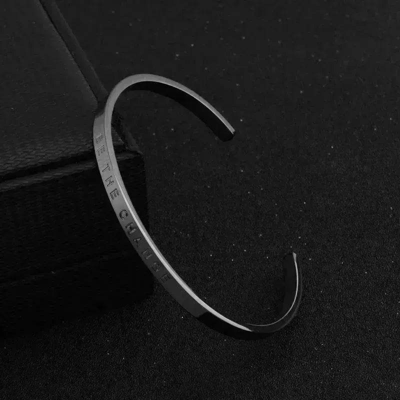 Titanium Steel Open-end Engraved  Fashion Bracelet for Women - www.Shopthatapp.com