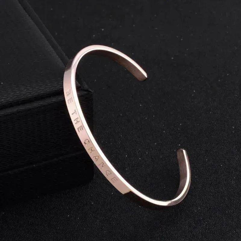 Titanium Steel Open-end Engraved  Fashion Bracelet for Women - www.Shopthatapp.com