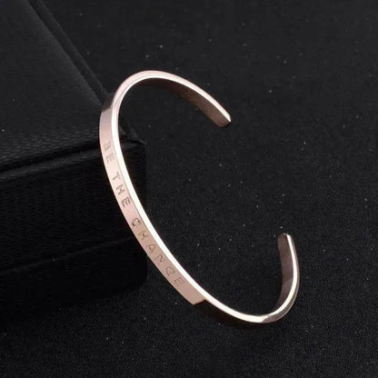 Titanium Steel Open-end Engraved  Fashion Bracelet for Women - www.Shopthatapp.com