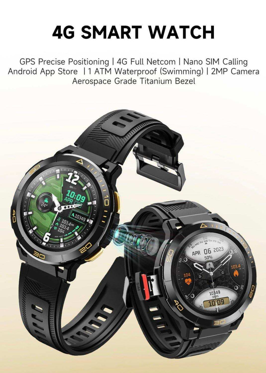 TUTT ZL1 Rugged Android AMOLED Smart Watch 4G GPS | 2MP HD Camera | IP68 1 ATM | 2GB-16GB ROM | Titanium Alloy - www.Shopthatapp.com
