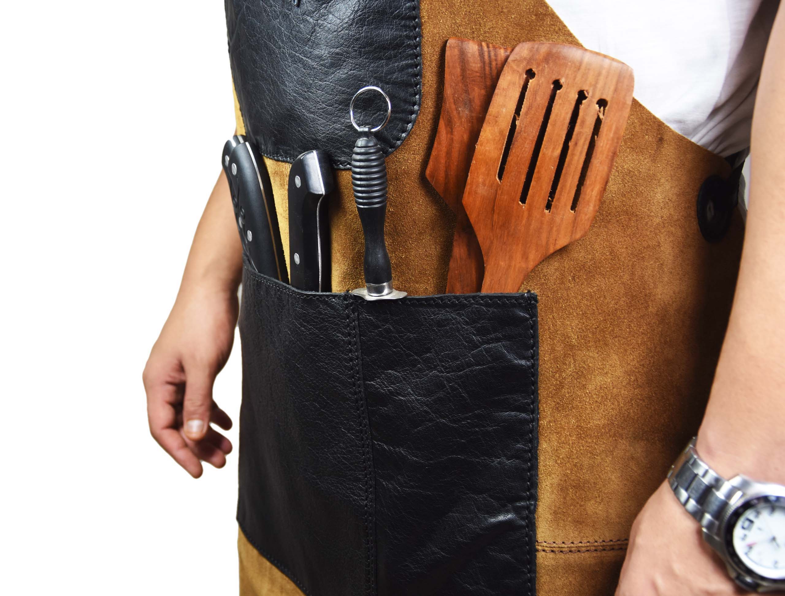 Toledo Leather Suede Apron - Raven Black - www.Shopthatapp.com