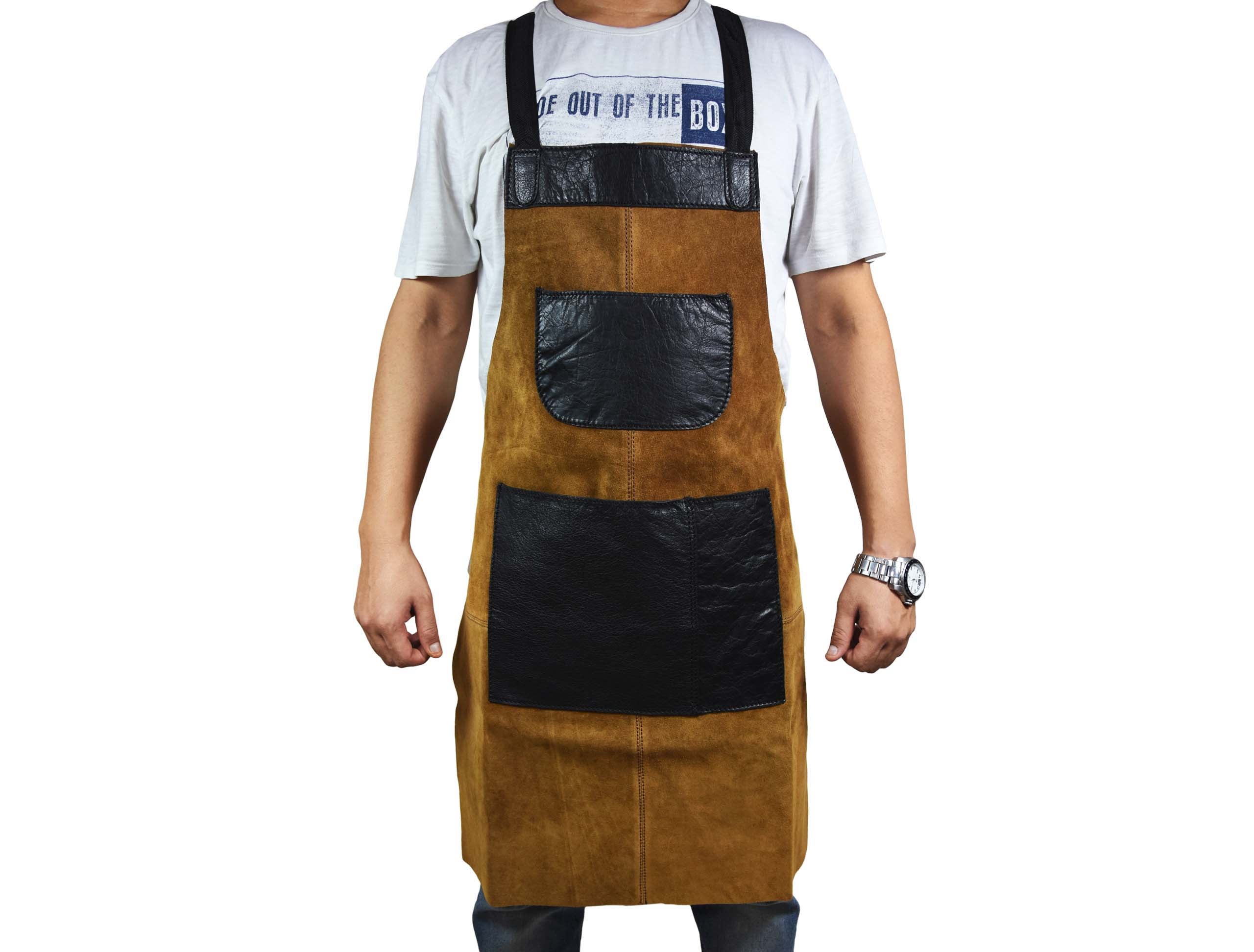 Toledo Leather Suede Apron - Raven Black - www.Shopthatapp.com