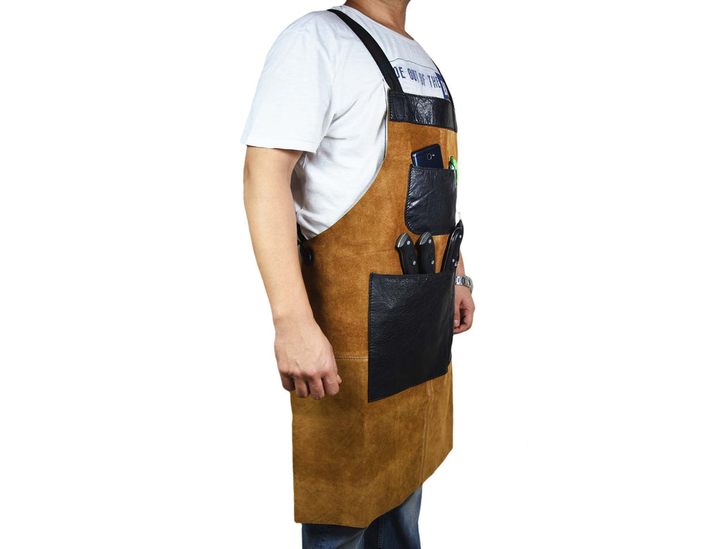 Toledo Leather Suede Apron - Raven Black - www.Shopthatapp.com