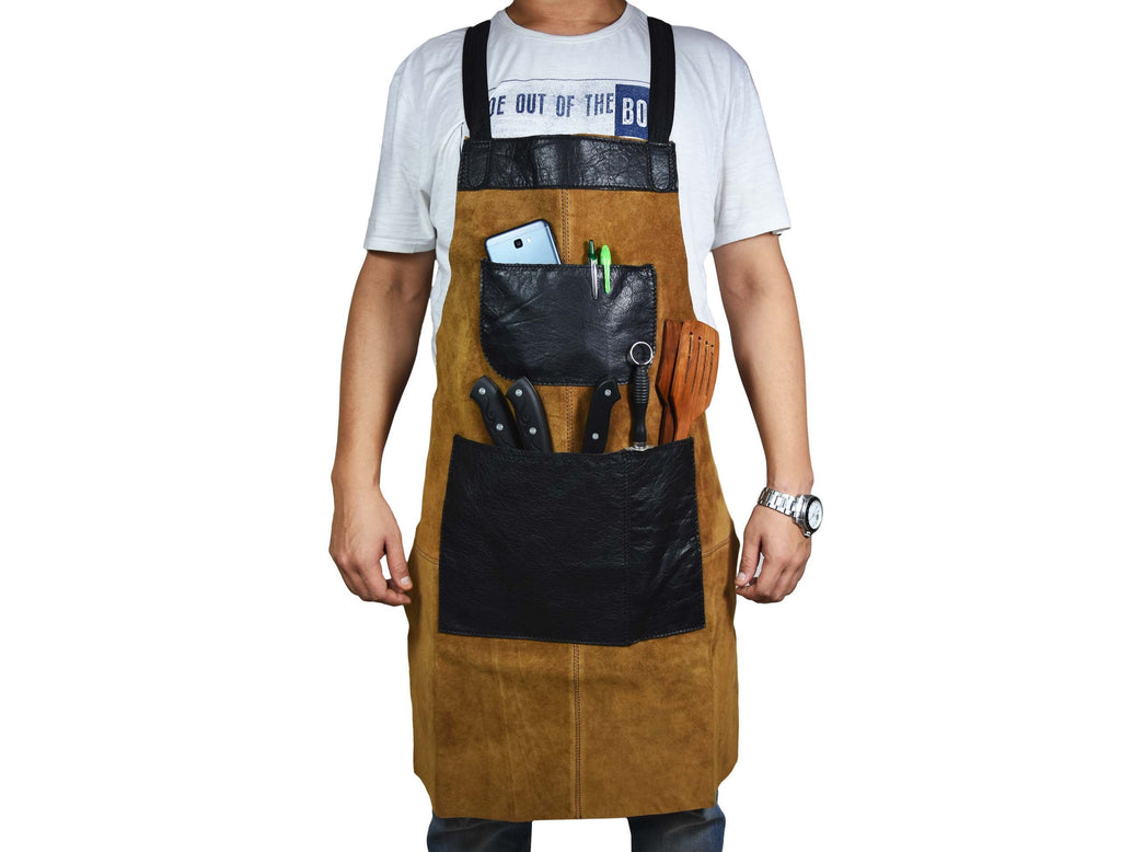 Toledo Leather Suede Apron - Raven Black - www.Shopthatapp.com