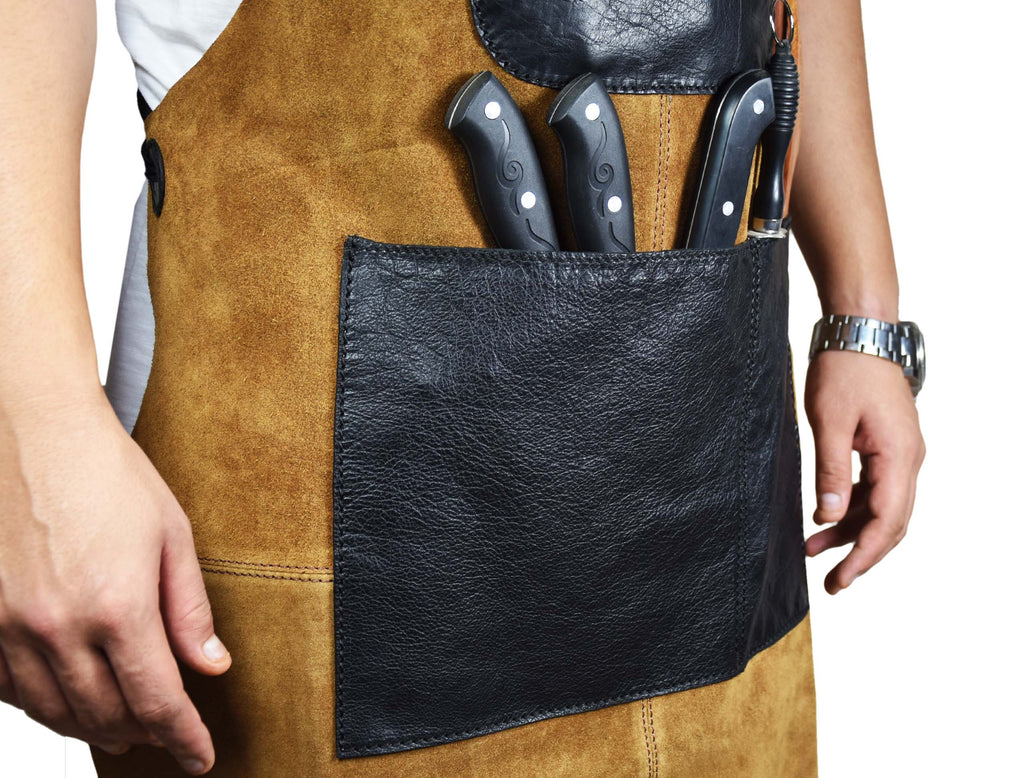 Toledo Leather Suede Apron - Raven Black - www.Shopthatapp.com
