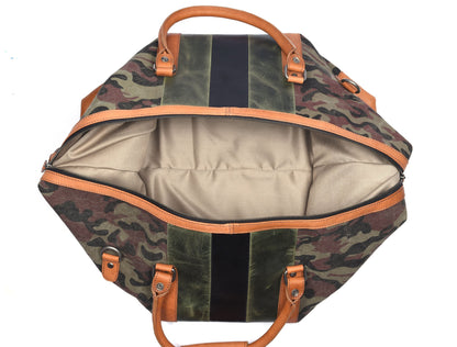 Tolredo Leather Canvas Duffel Bag - Camo Green - www.Shopthatapp.com