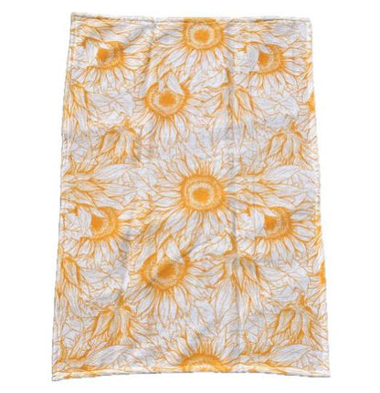 Serviette de cuisine à prise sûre avec tournesols dessinés à la main