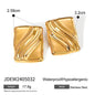 Trendy 18K Gold Stainless Steel Cube Wave Stud Earrings for Women Wedding Earrings - www.Shopthatapp.com