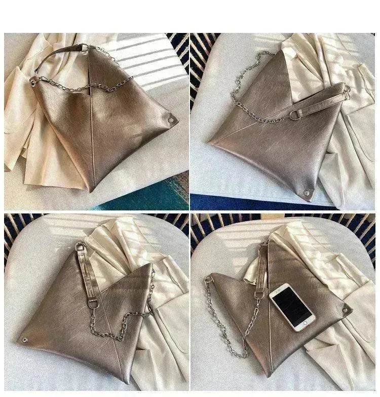 Trendy Casual Pleated Chain Zipper Women Handbag - www.Shopthatapp.com