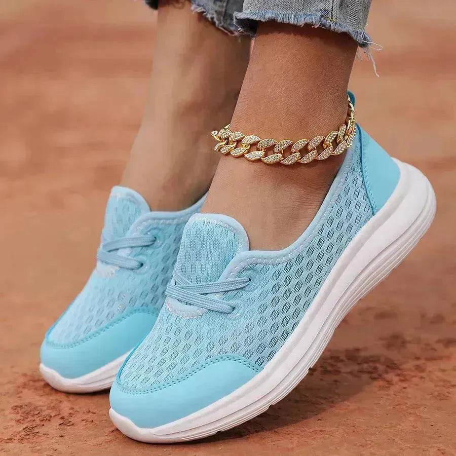 Trendy Lace-up Mesh Sneakers Fashion Sports Shoes Women Solid Cozy Flats Shoes sneakers for women - www.Shopthatapp.com