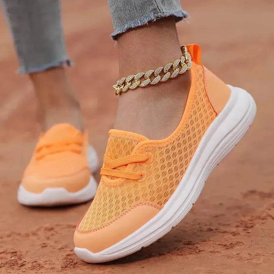 Trendy Lace-up Mesh Sneakers Fashion Sports Shoes Women Solid Cozy Flats Shoes sneakers for women - www.Shopthatapp.com