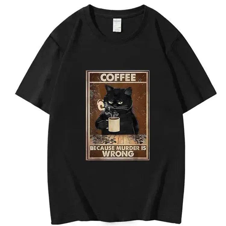 Trendy Short Sleeve  Cat Poster Printed  Unisex Casual T-shirt - www.Shopthatapp.com