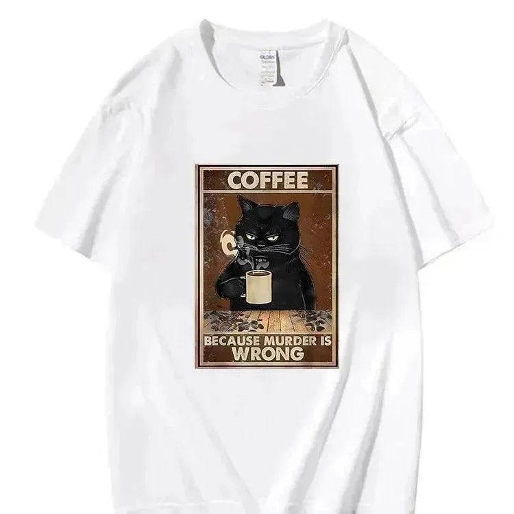 Trendy Short Sleeve  Cat Poster Printed  Unisex Casual T-shirt - www.Shopthatapp.com