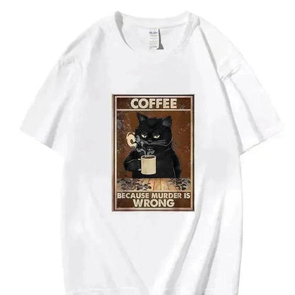 Trendy Short Sleeve  Cat Poster Printed  Unisex Casual T-shirt - www.Shopthatapp.com