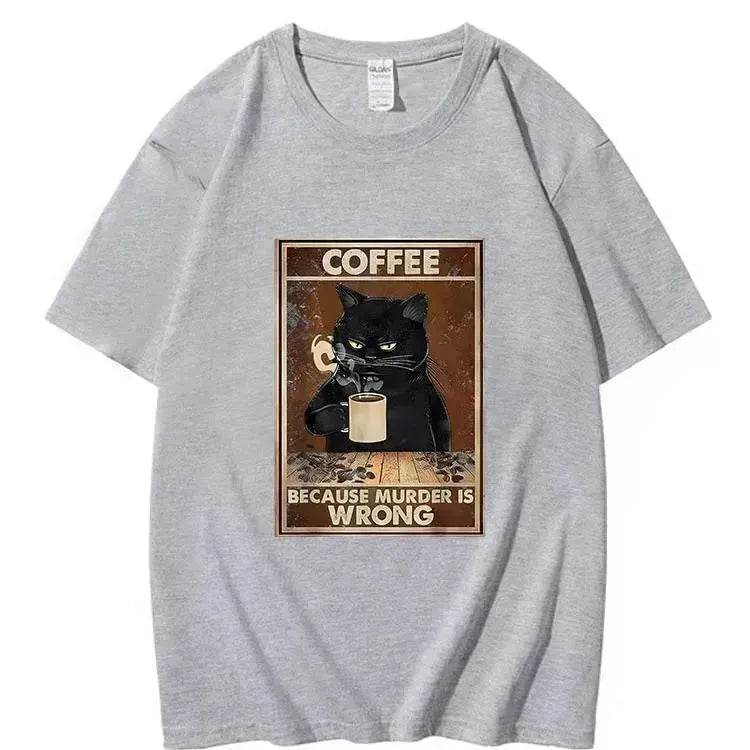 Trendy Short Sleeve  Cat Poster Printed  Unisex Casual T-shirt - www.Shopthatapp.com