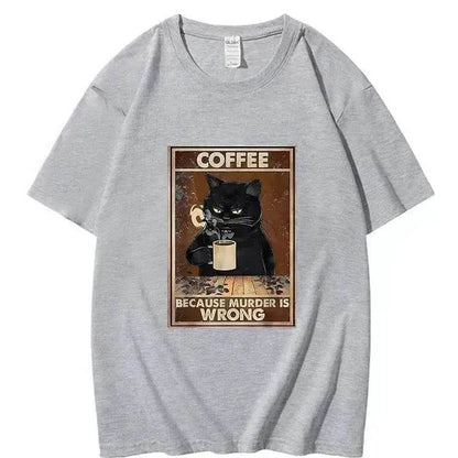 Trendy Short Sleeve  Cat Poster Printed  Unisex Casual T-shirt - www.Shopthatapp.com