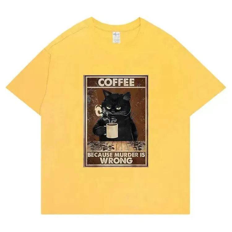 Trendy Short Sleeve  Cat Poster Printed  Unisex Casual T-shirt - www.Shopthatapp.com