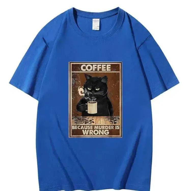 Trendy Short Sleeve  Cat Poster Printed  Unisex Casual T-shirt - www.Shopthatapp.com