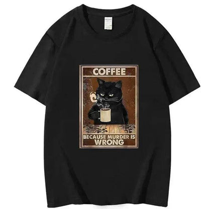 Trendy Short Sleeve  Cat Poster Printed  Unisex Casual T-shirt - www.Shopthatapp.com