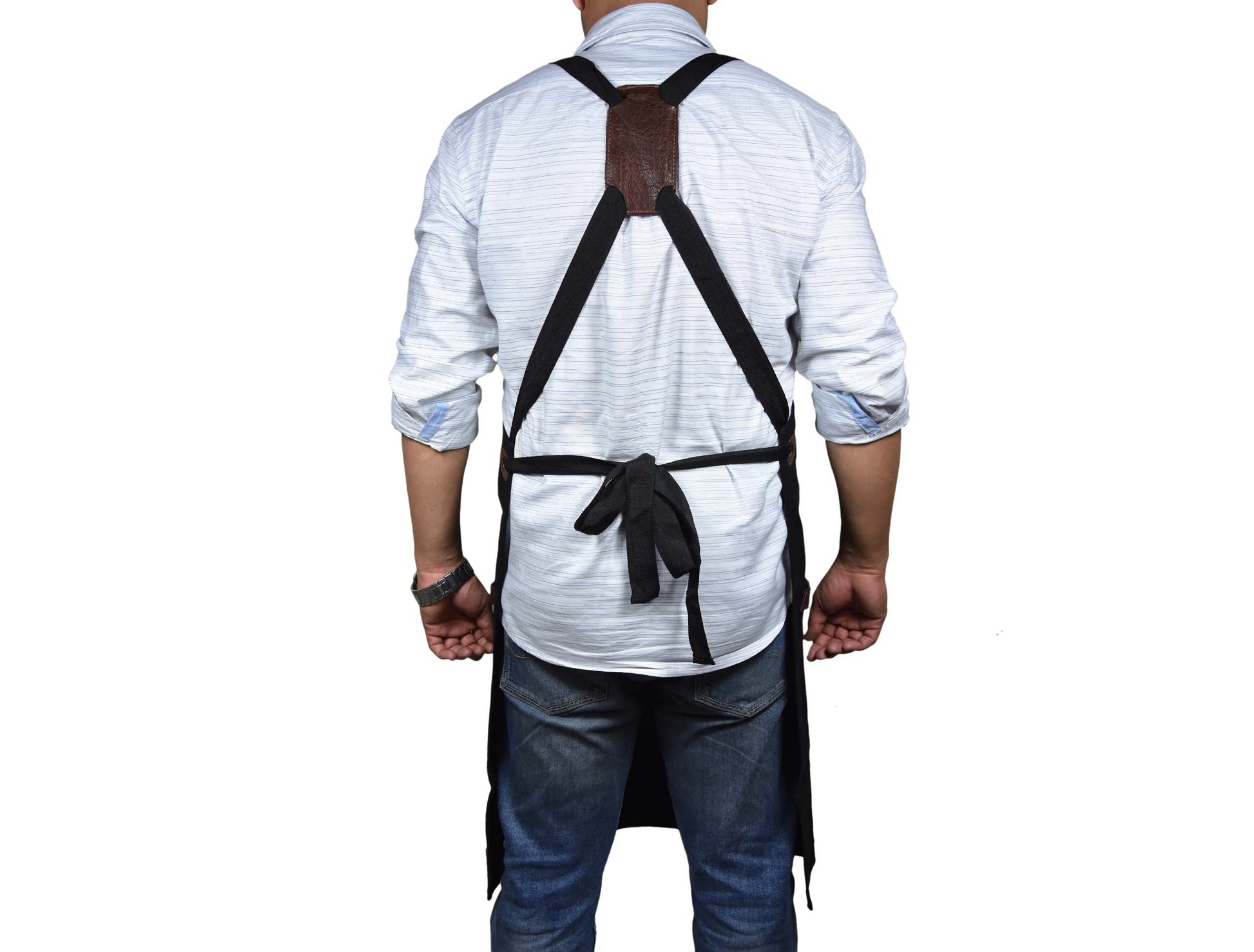Turin Leather Canvas Apron - Raven Black - www.Shopthatapp.com
