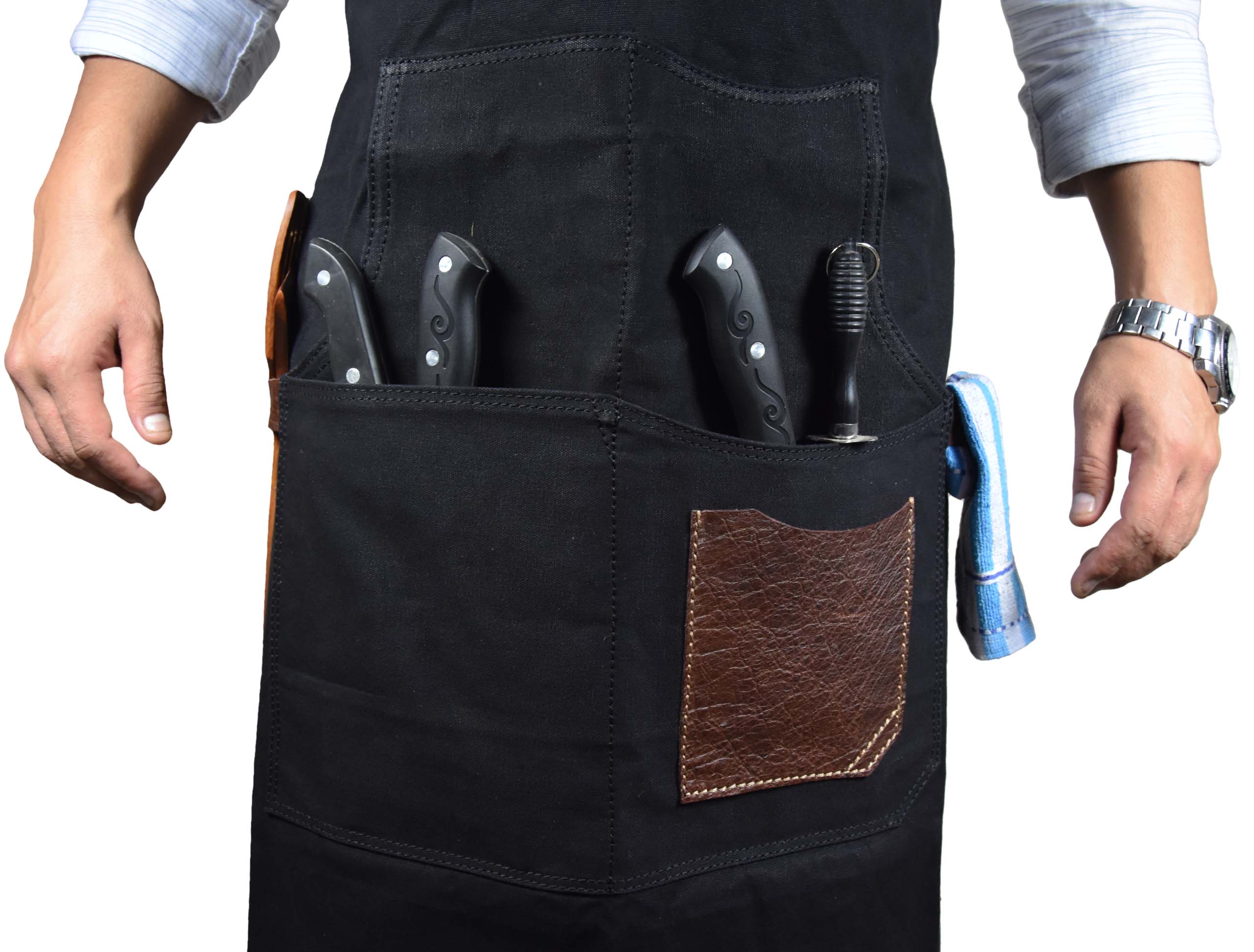 Turin Leather Canvas Apron - Raven Black - www.Shopthatapp.com