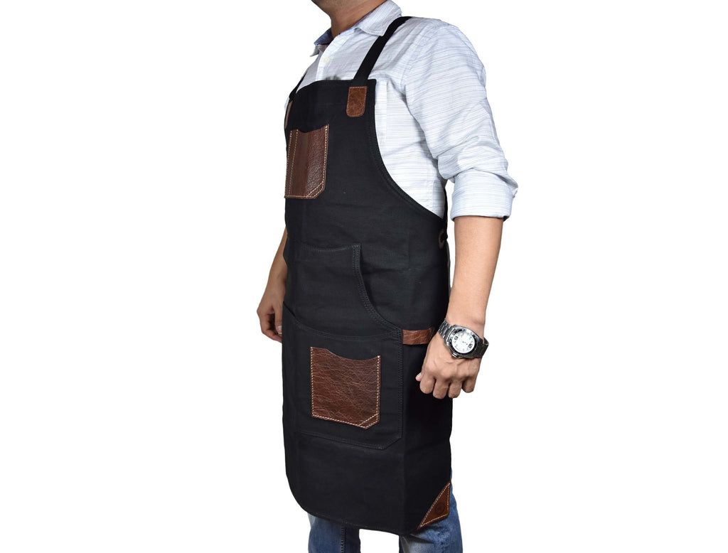 Turin Leather Canvas Apron - Raven Black - www.Shopthatapp.com