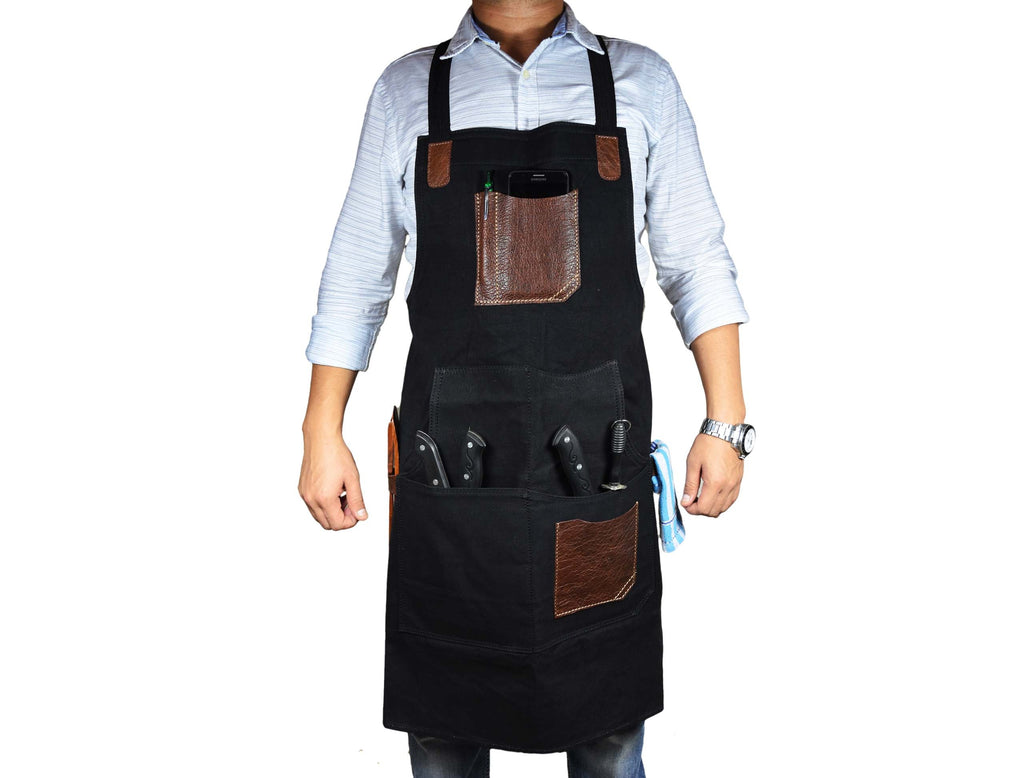 Turin Leather Canvas Apron - Raven Black - www.Shopthatapp.com