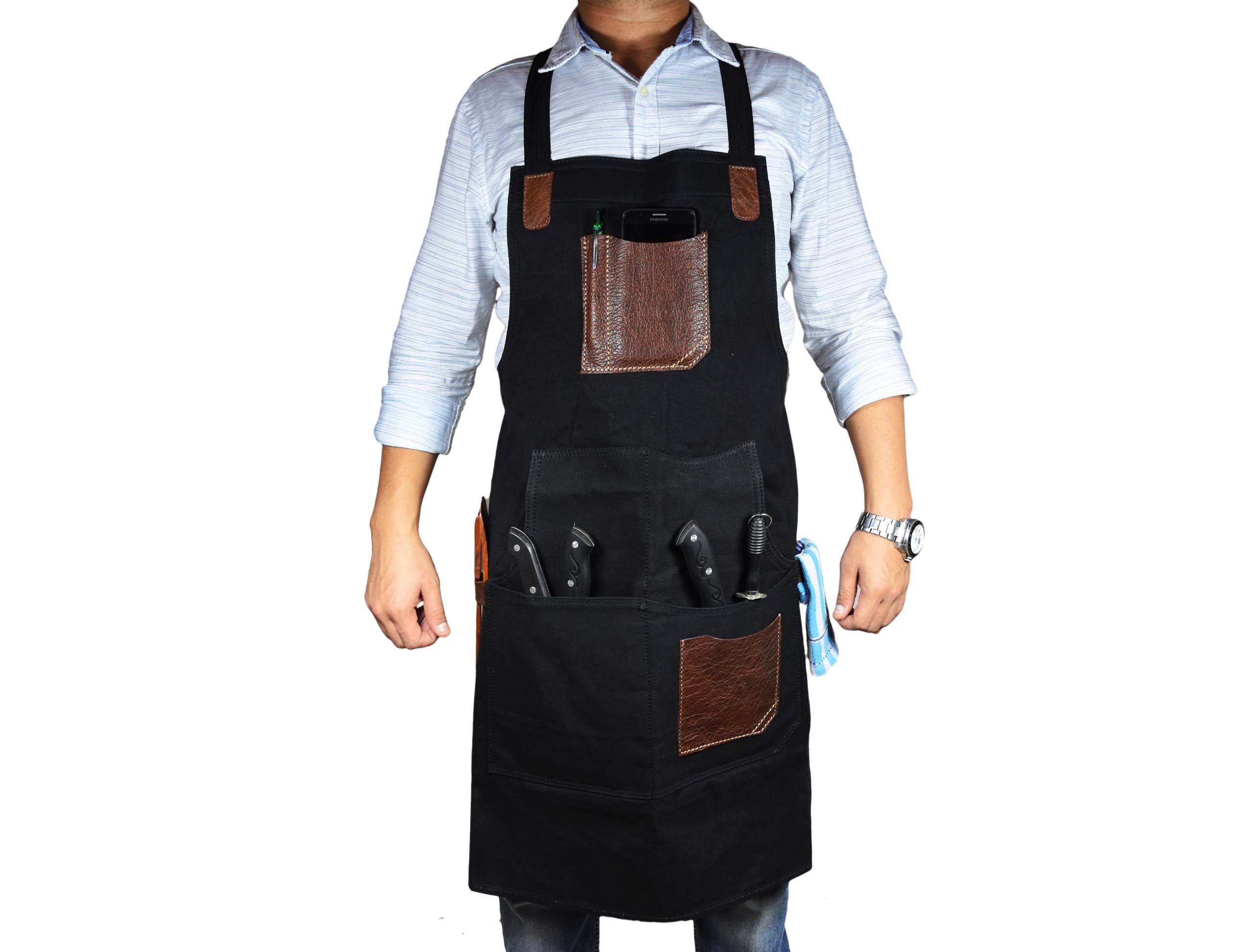 Turin Leather Canvas Apron - Raven Black - www.Shopthatapp.com