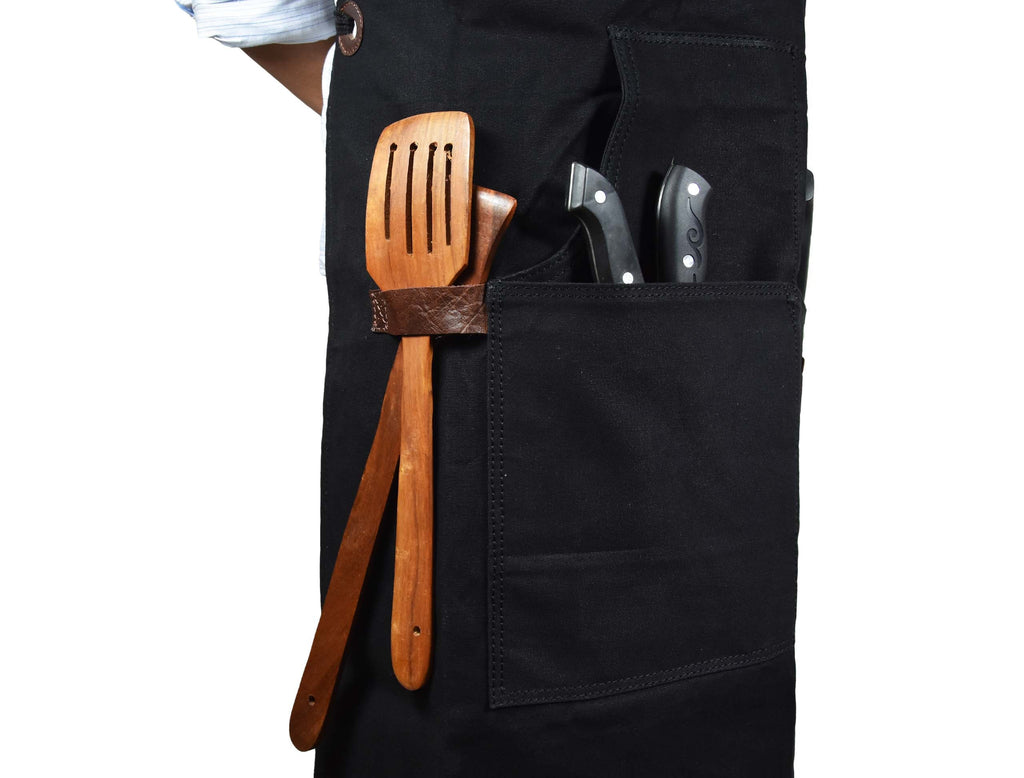 Turin Leather Canvas Apron - Raven Black - www.Shopthatapp.com