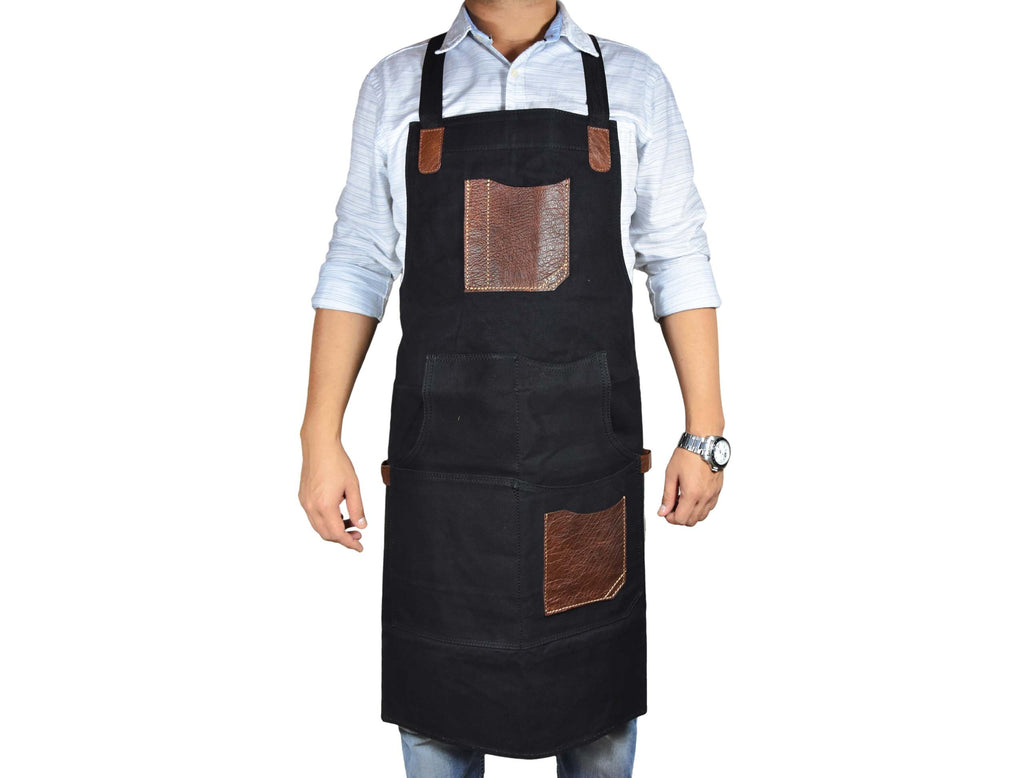Turin Leather Canvas Apron - Raven Black - www.Shopthatapp.com