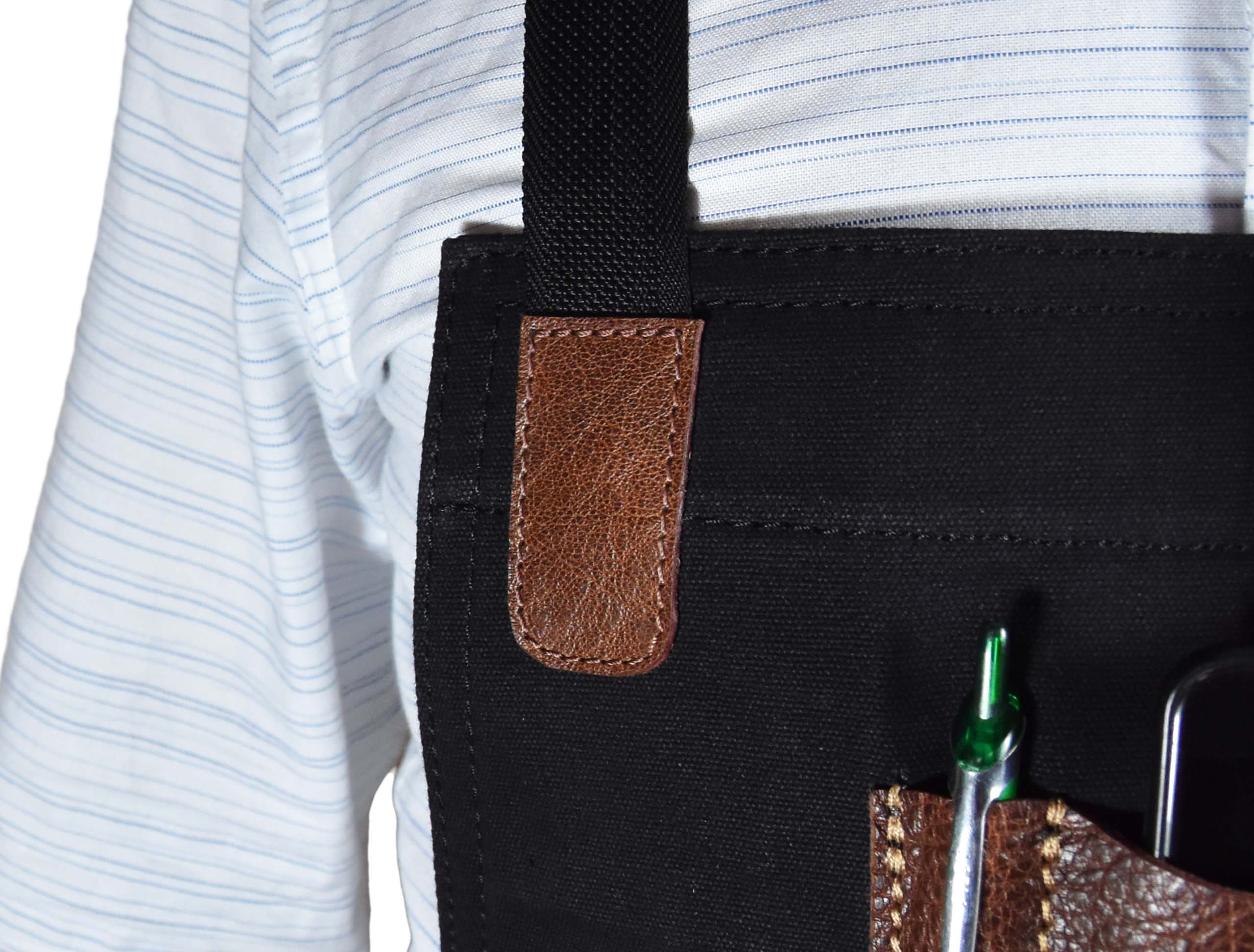 Turin Leather Canvas Apron - Raven Black - www.Shopthatapp.com