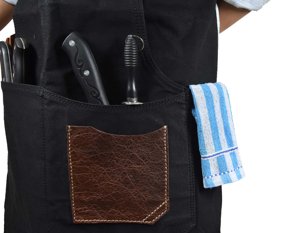 Turin Leather Canvas Apron - Raven Black - www.Shopthatapp.com