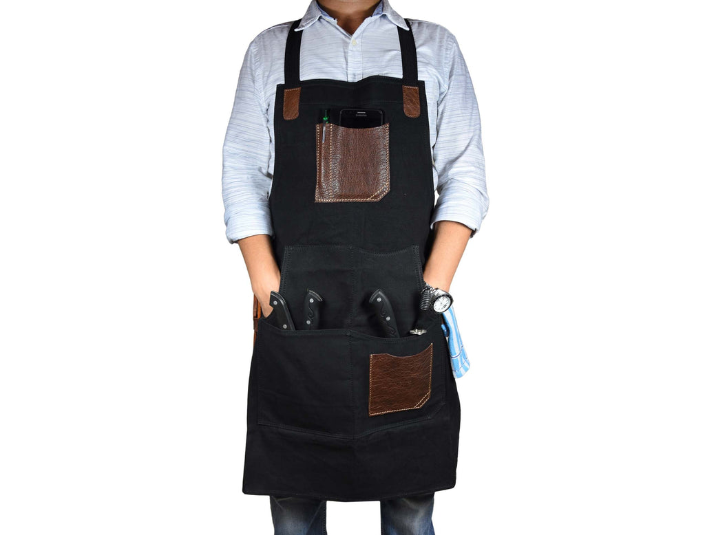 Turin Leather Canvas Apron - Raven Black - www.Shopthatapp.com