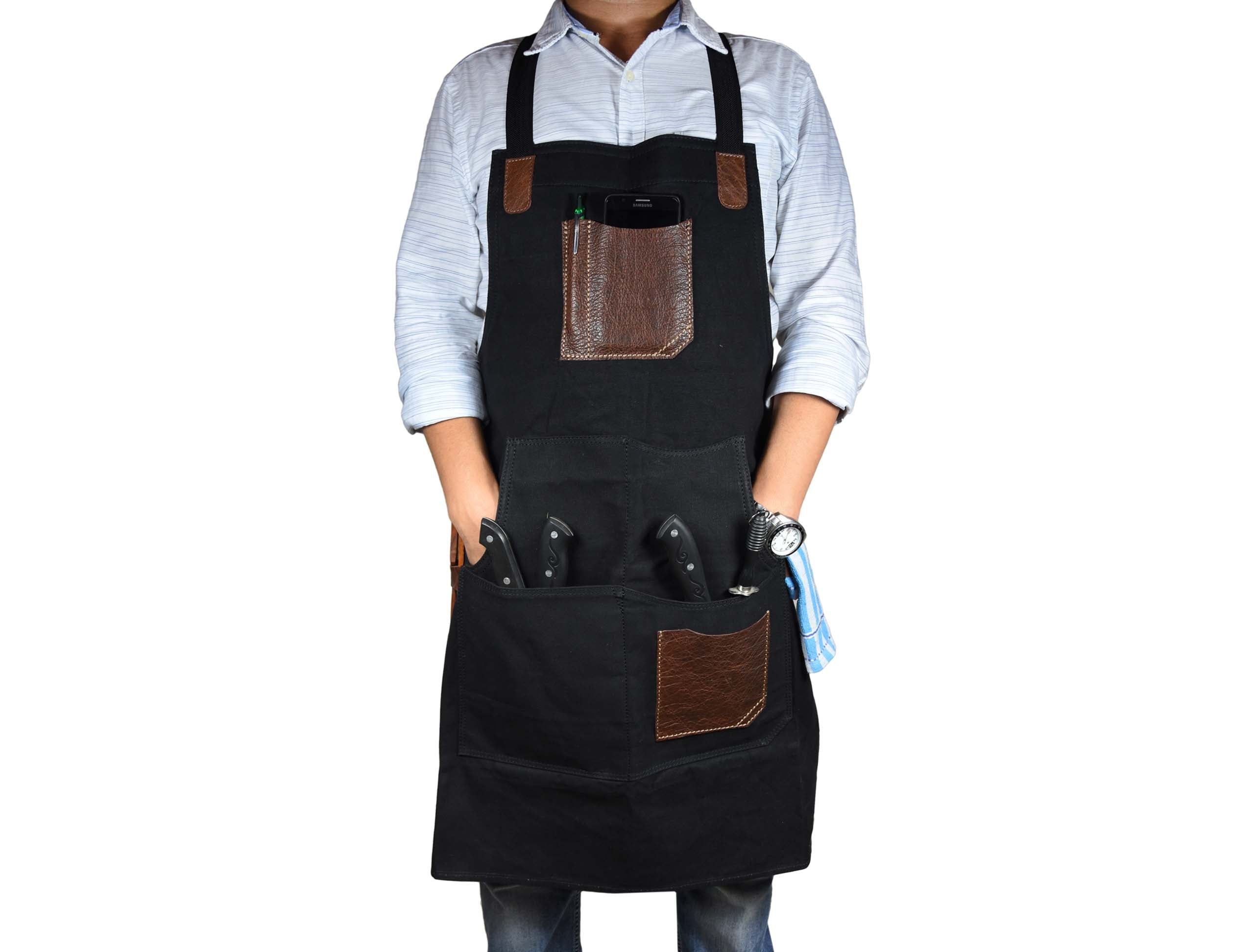 Turin Leather Canvas Apron - Raven Black - www.Shopthatapp.com