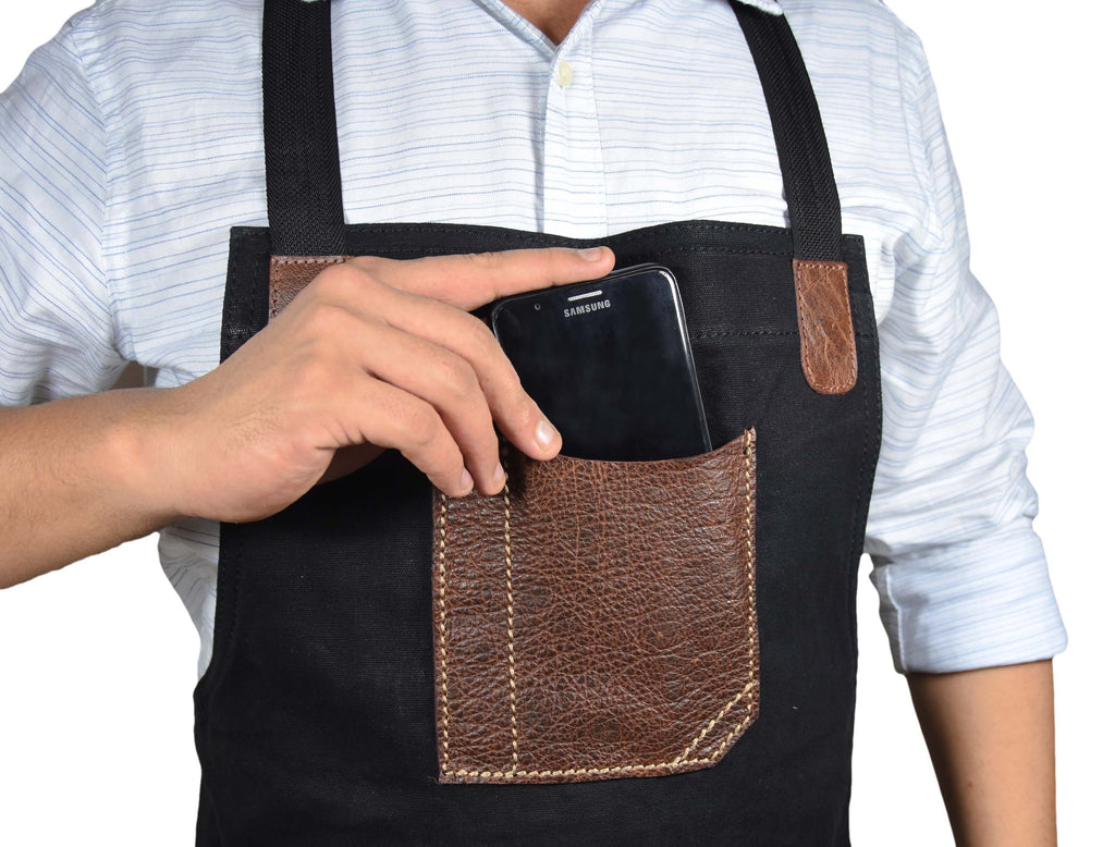 Turin Leather Canvas Apron - Raven Black - www.Shopthatapp.com