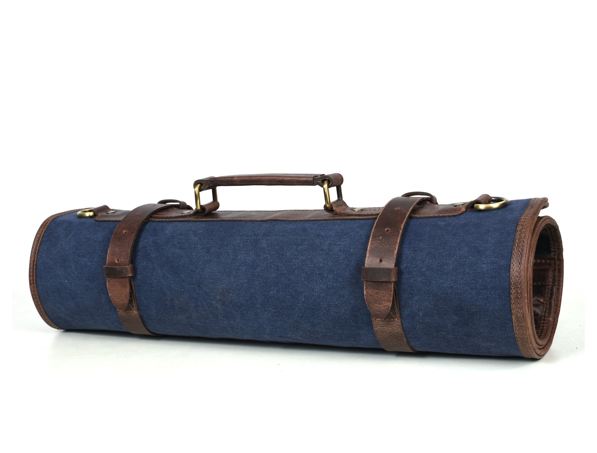 Turin Leather Canvas Chef Knife Roll Abyss Blue 10 Slot ( KR - 68B ) - www.Shopthatapp.com