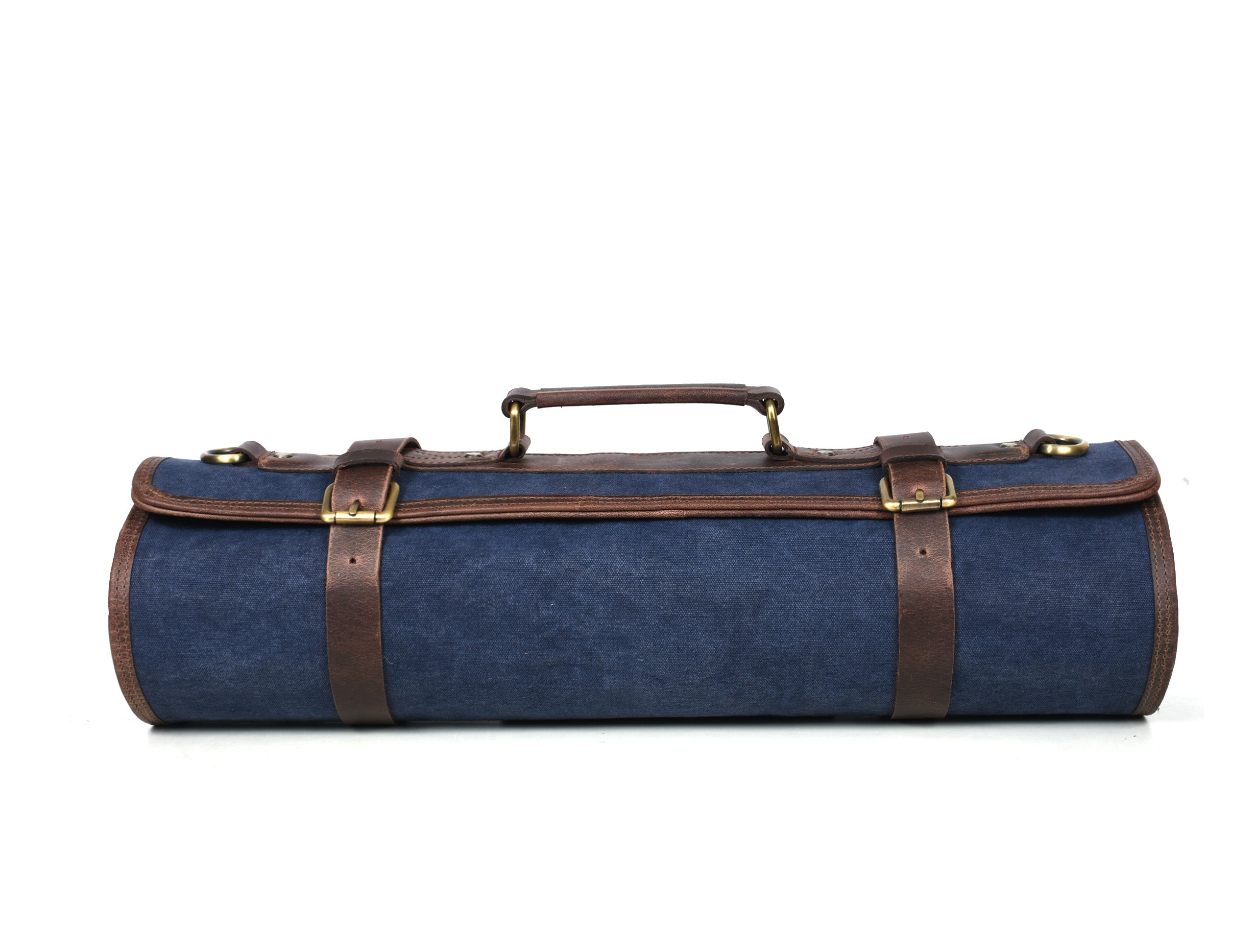Turin Leather Canvas Chef Knife Roll Abyss Blue 10 Slot ( KR-68B ) - www.Shopthatapp.com