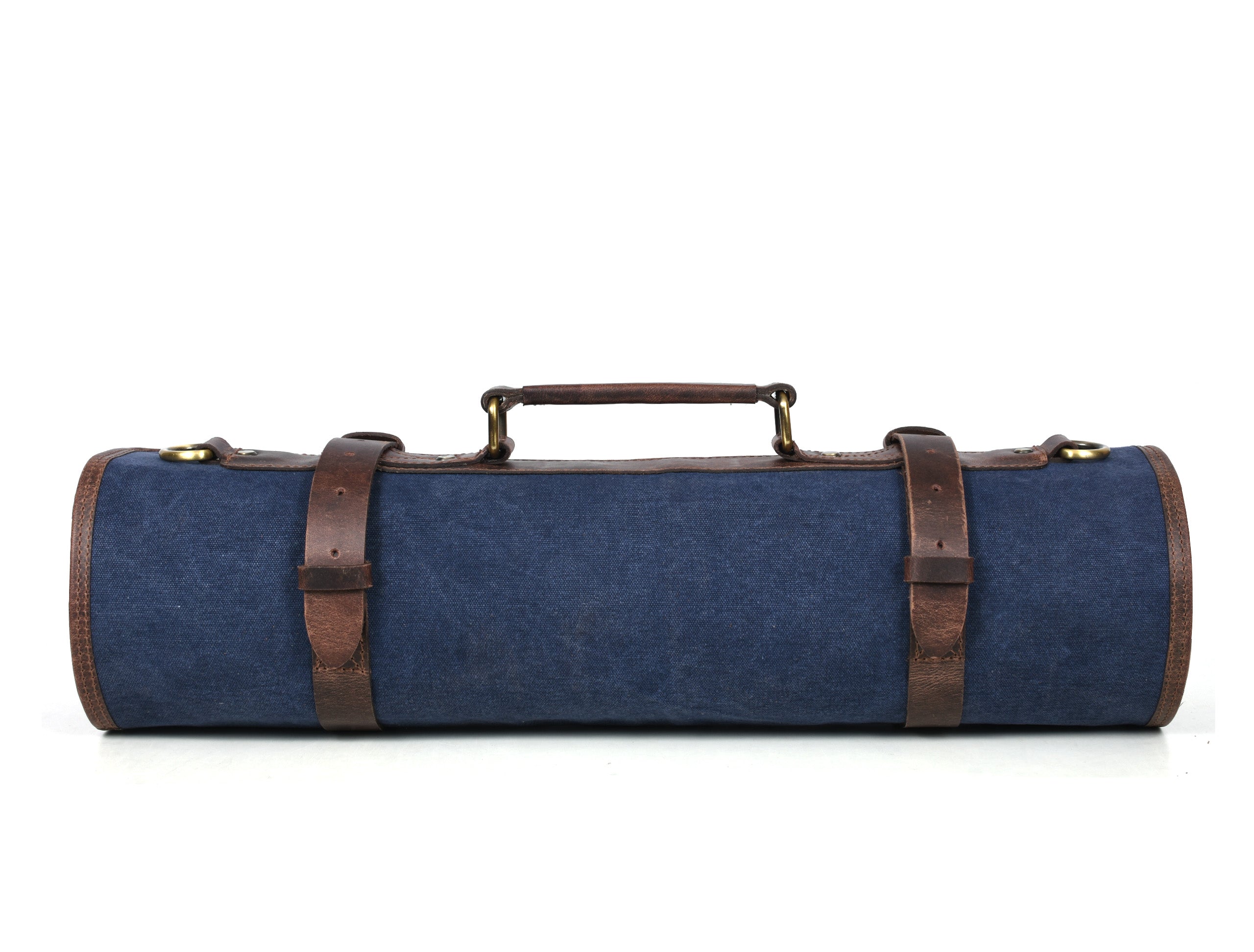 Turin Leather Canvas Chef Knife Roll Abyss Blue 10 Slot ( KR-68B ) - www.Shopthatapp.com