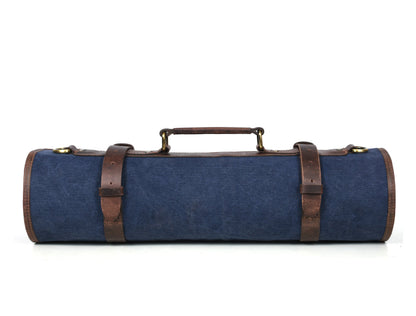 Turin Leather Canvas Chef Knife Roll Abyss Blue 10 Slot ( KR - 68B ) - www.Shopthatapp.com