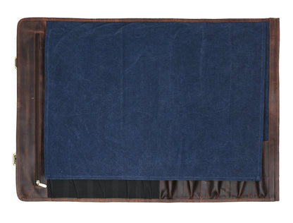 Turin Leather Canvas Chef Knife Roll Abyss Blue 10 Slot ( KR - 68B ) - www.Shopthatapp.com