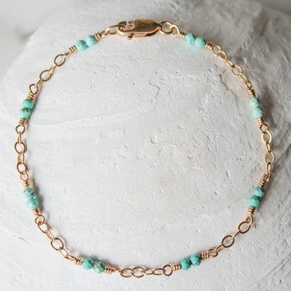 Turquoise bracelet 14k gold featuring beautiful gemstones and elegant gold links