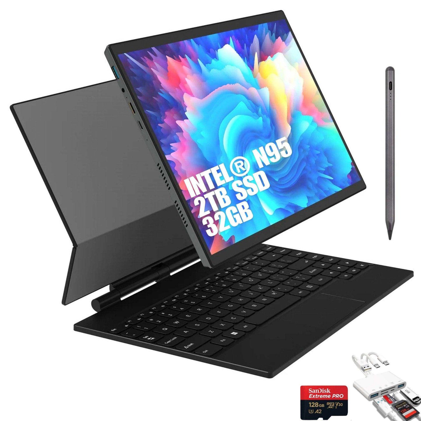 TUTT 14” Touchscreen 2-in-1 Laptop Tablet 16:10 | 2 TB SSD / 32 GB RAM | Intel® N95 CPU | Dual Camera + Stylus | Windows 11 Pro