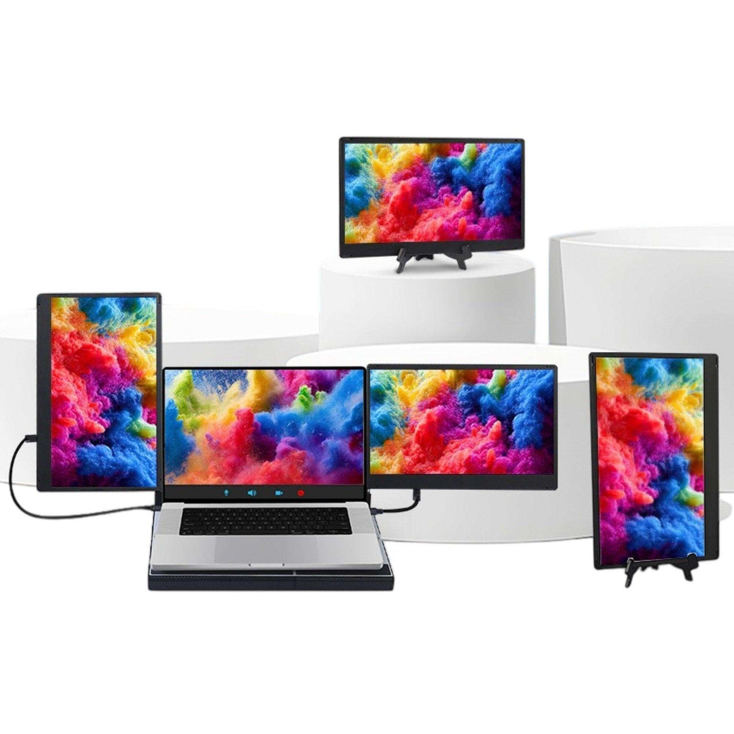 TUTT 14'' Portable Monitor | Laptop Base | 360° Rotation Stand, Multi-Position | F3 for 12-17” Laptop Built-In Speaker | All Devices Compatible with Converter Cable (H5 Included)