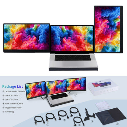 TUTT 14'' Portable Monitor | Laptop Base | 360° Rotation Stand, Multi-Position | F3 for 12-17” Laptop Built-In Speaker | All Devices Compatible with Converter Cable (H5 Included)